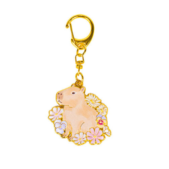 Japanese Gold-Tone Metal Keyring – Capybara Charm
