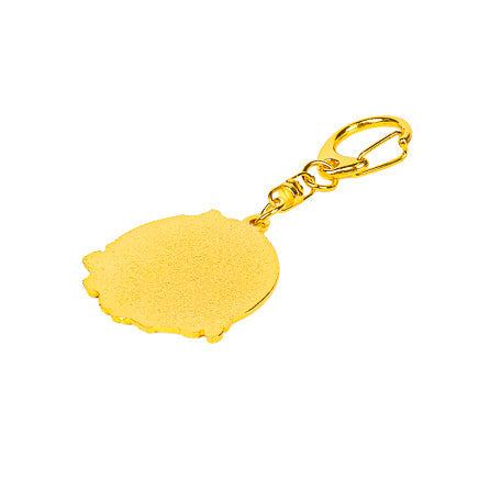 Japanese Gold-Tone Metal Keyring – Pagoda & Mount Fuji Charm