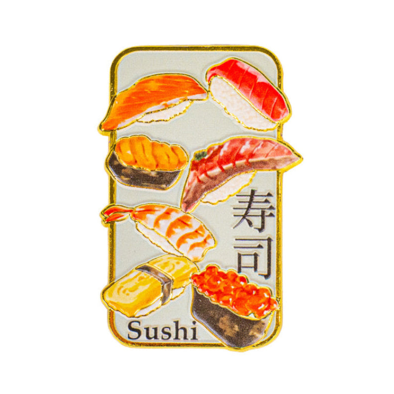Japanese Gold-Tone Metal Magnet – Sushi Assortment