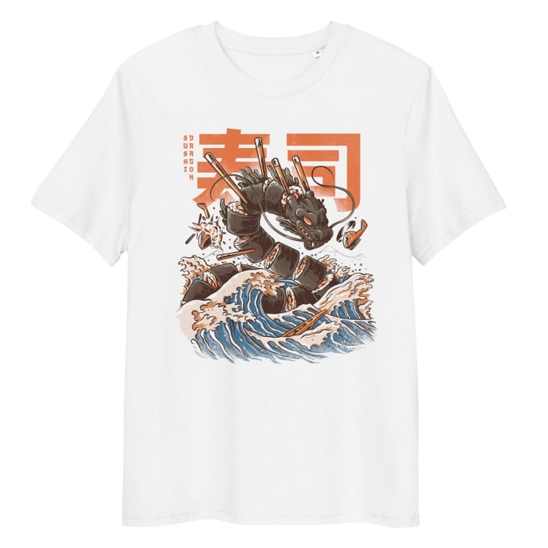 Japanese Graphic T-Shirt - Sushi Dragon S