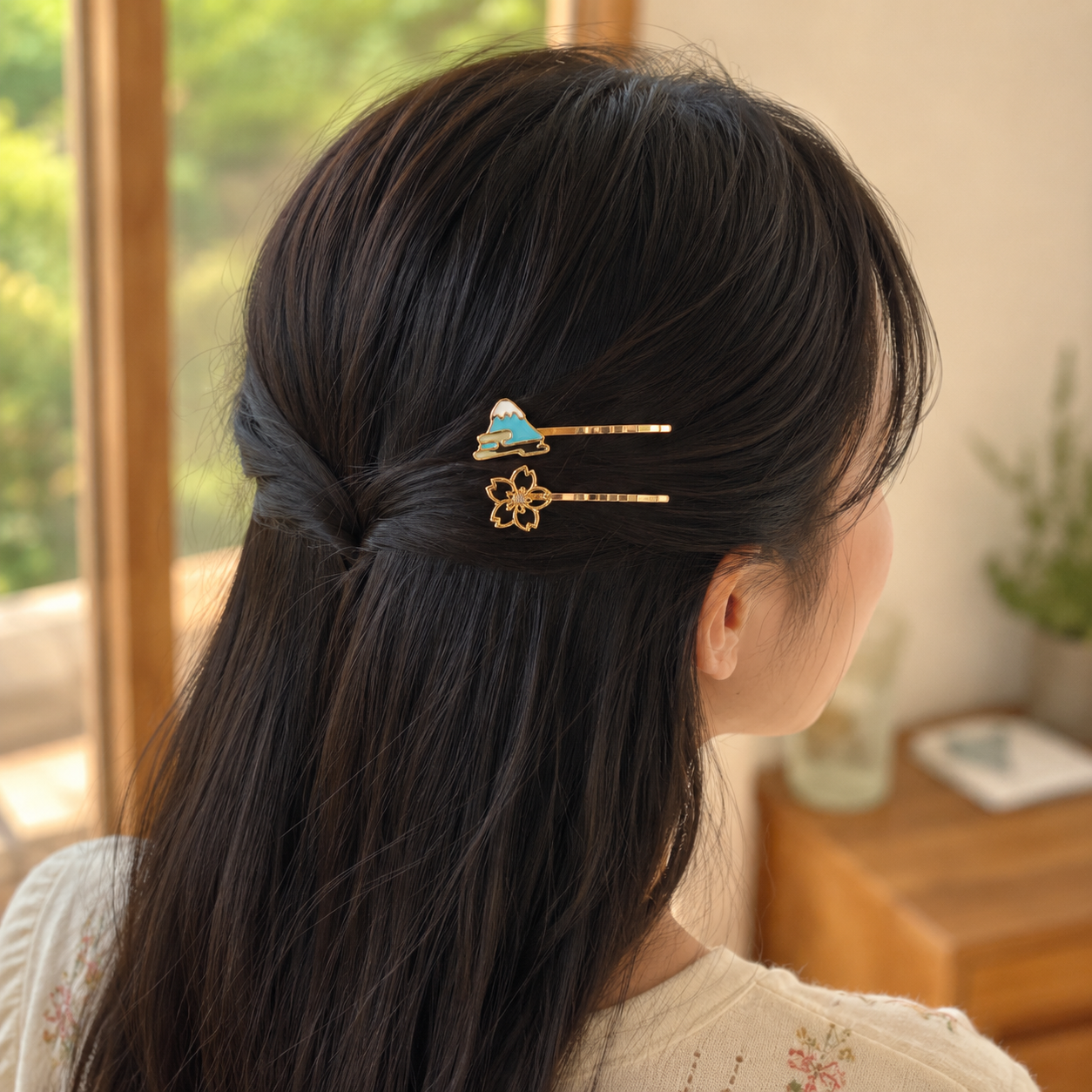 Japanese Hair Slides – Mount Fuji & Sakura Blossom
