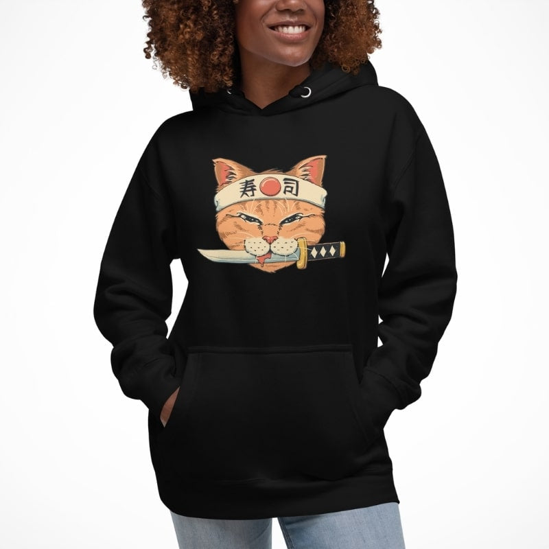 Japanese Hoodie - Neko Sushi Katana