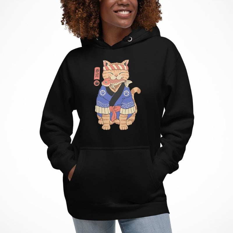 Japanese Hoodie - Neko Sushi Master
