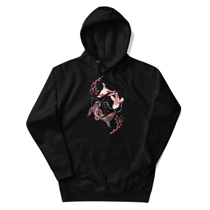 Japanese Hoodie - Sakura Koi S / Black