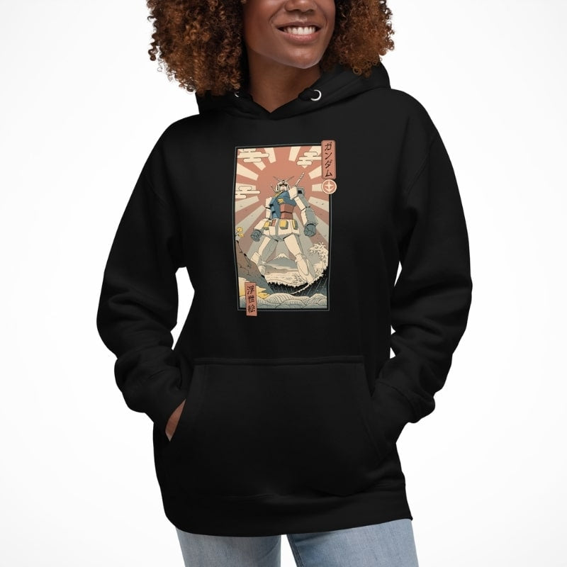 Japanese Hoodie - Ukiyo-e Mecha & Fuji