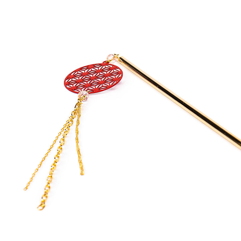Japanese Kanzashi - Red Asanoha Pattern