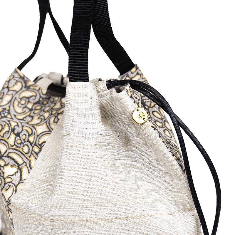 Japanese Kinchaku Bag Handwoven Linen Hōsōge