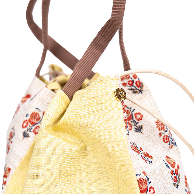 Japanese Kinchaku Bag Handwoven Linen Sarasa