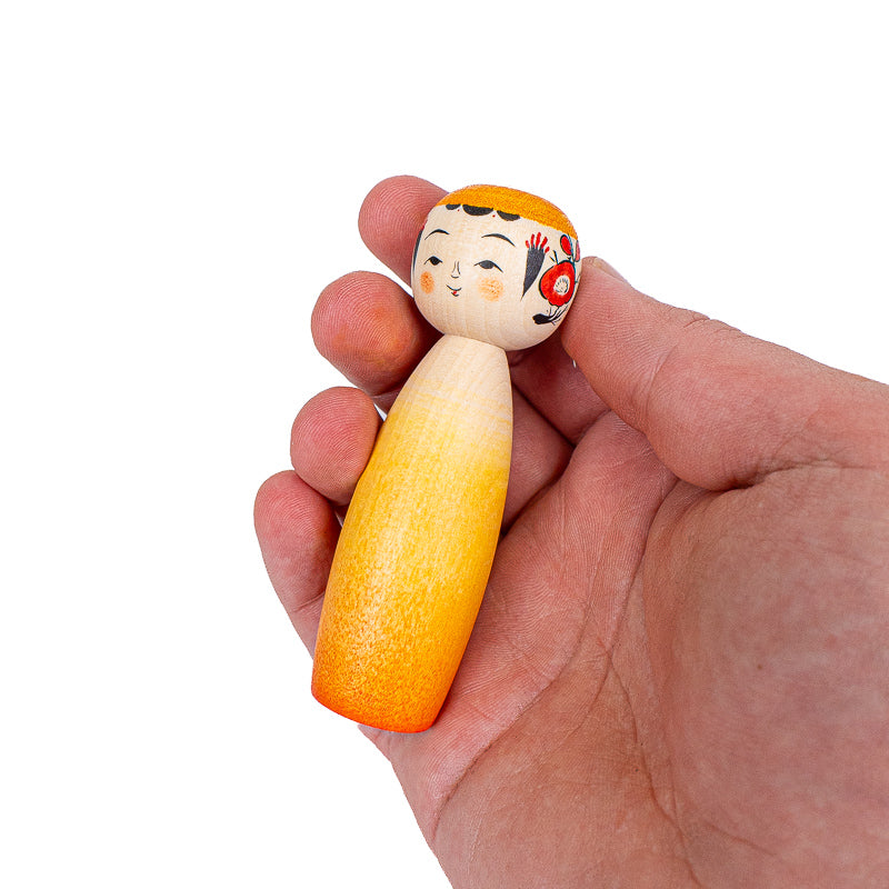 Japanese Kokeshi Doll - Daidai Gradient - 9 cm
