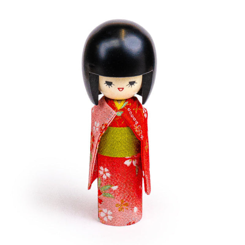 Japanese Kokeshi Doll - Red Kimono