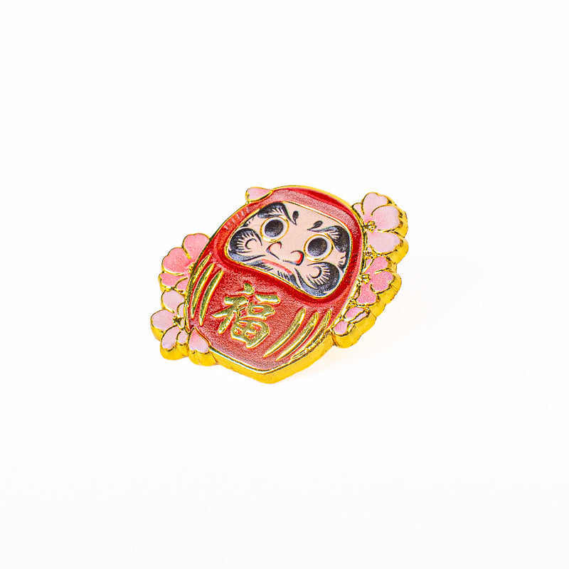 Japanese Metal Pin Badge – Daruma & Sakura