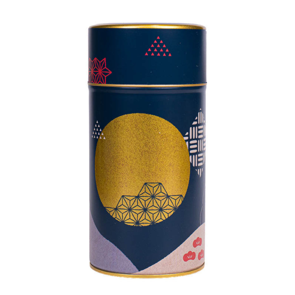 Japanese Metal Tea Caddy - Midnight Blue and Golden Moon