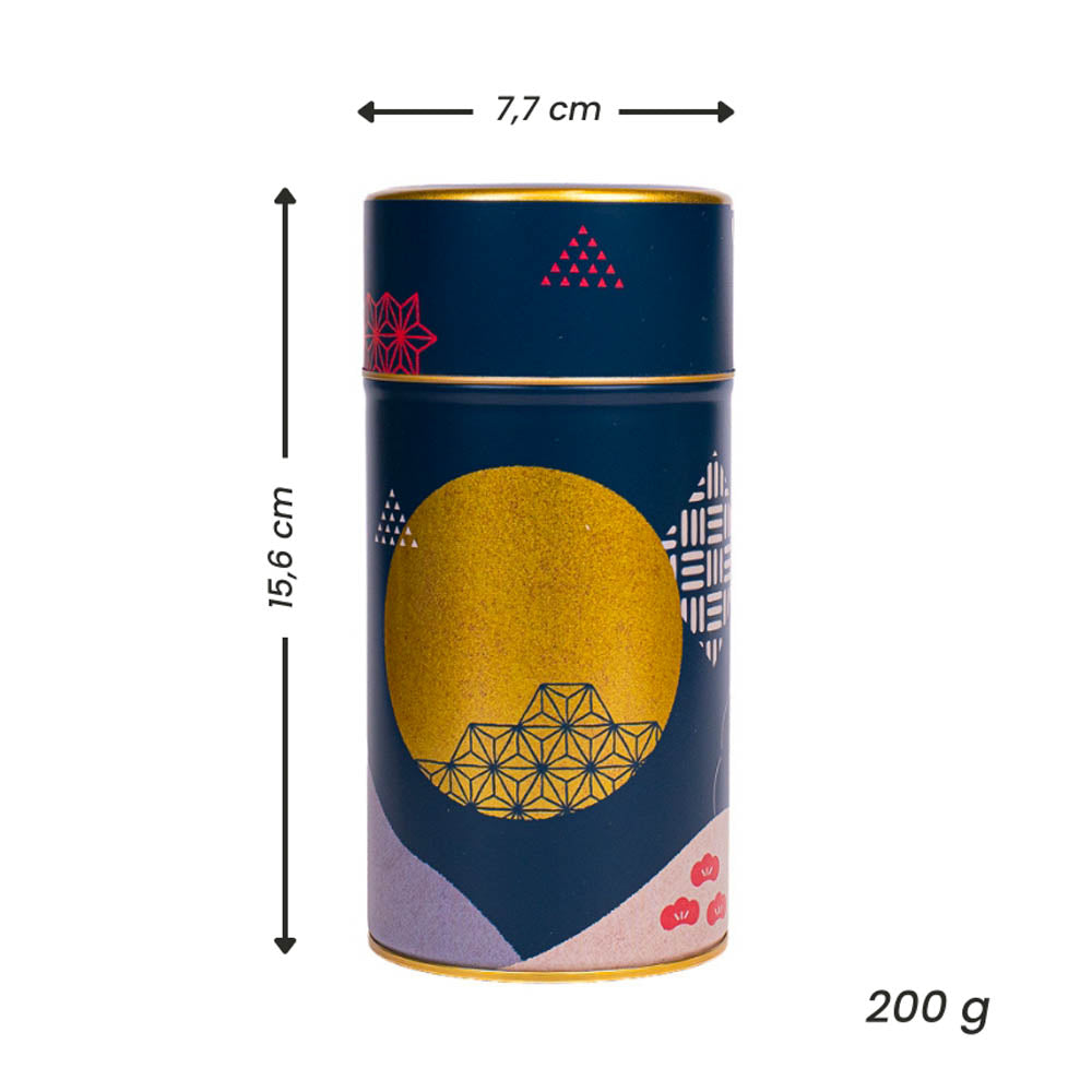 Japanese Metal Tea Caddy - Midnight Blue and Golden Moon