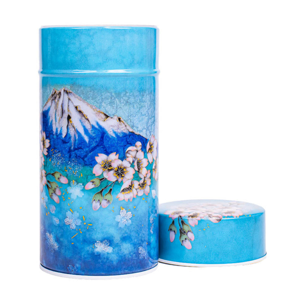Japanese Metal Tea Caddy - Mount Fuji and Blue Sky