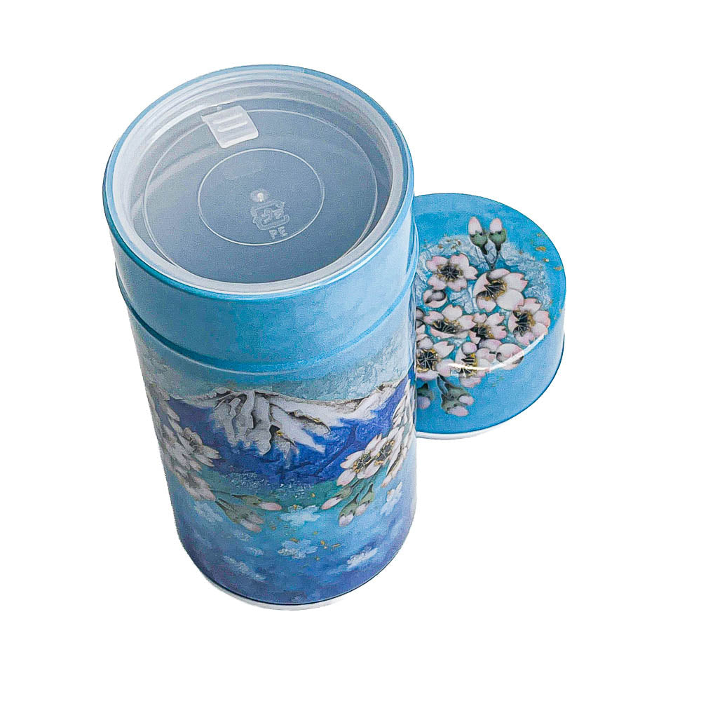 Japanese Metal Tea Caddy - Mount Fuji and Blue Sky