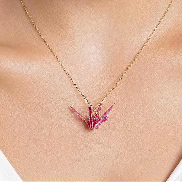 Japanese Necklace - Origami Crane Pendant