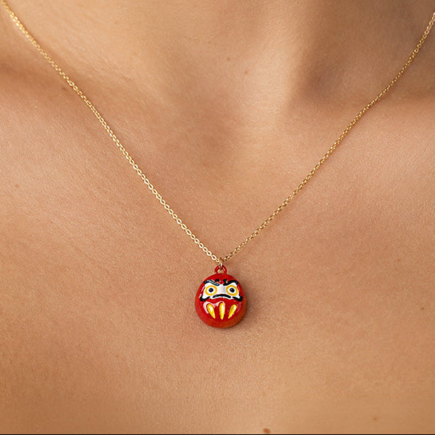 Japanese Necklace - Small Daruma Pendant