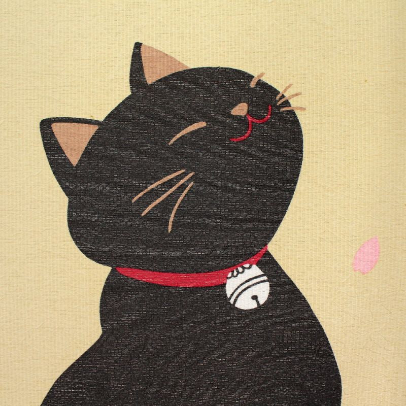 Japanese Noren - Sakura Neko 85 x 150 cm (33.5’’ x 59’’)