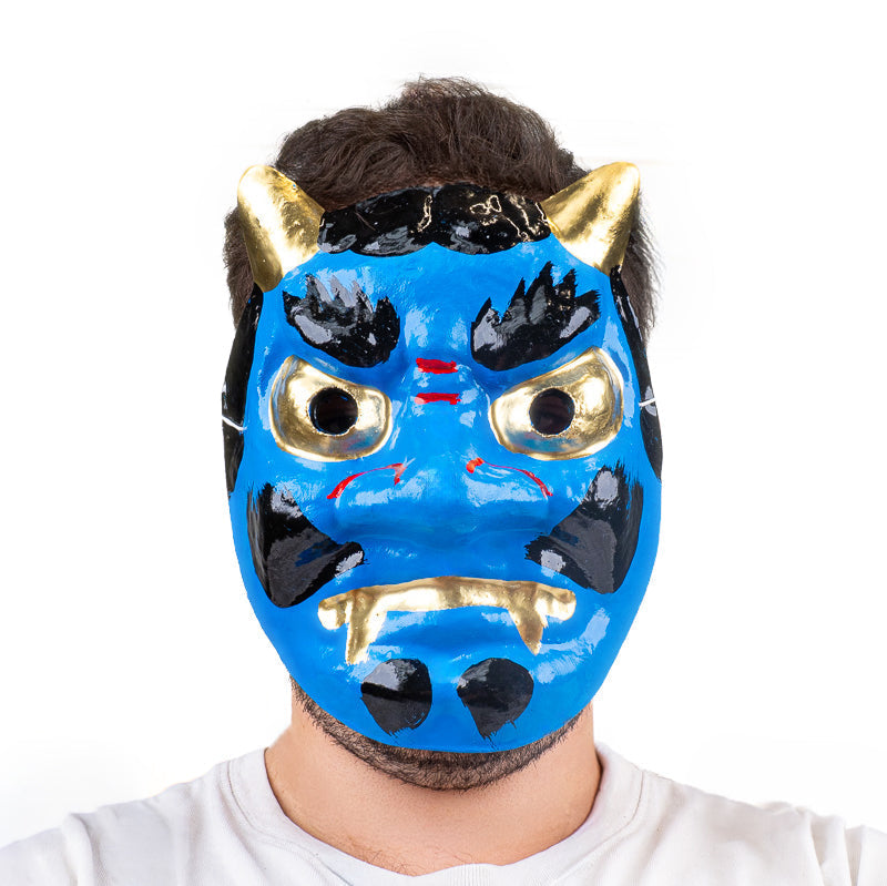 Japanese Papier-Mâché Oni Mask - Blue