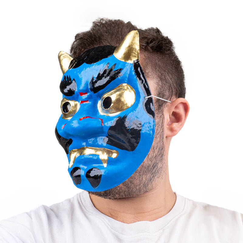 Japanese Papier-Mâché Oni Mask - Blue