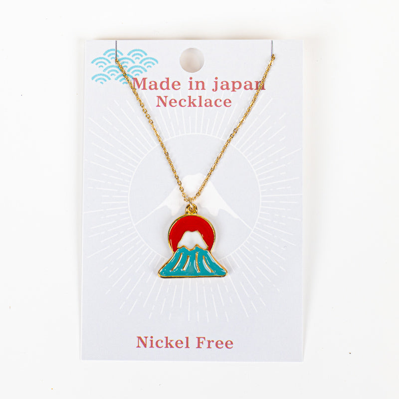 Japanese Pendant Necklace – Setting Sun Over Mount Fuji