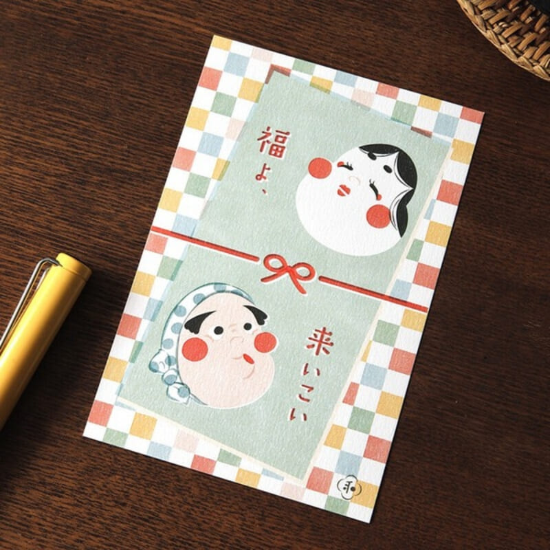 Japanese Postcard – Otafuku & Hyottoko