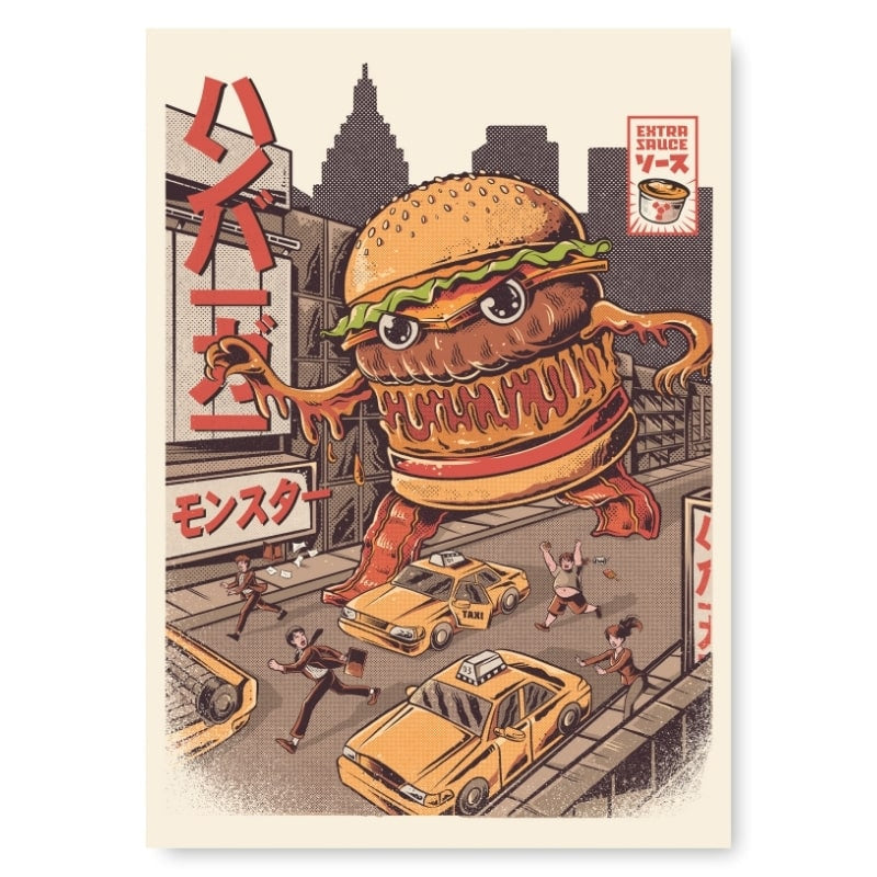 Japanese Poster - Burgerzilla A3