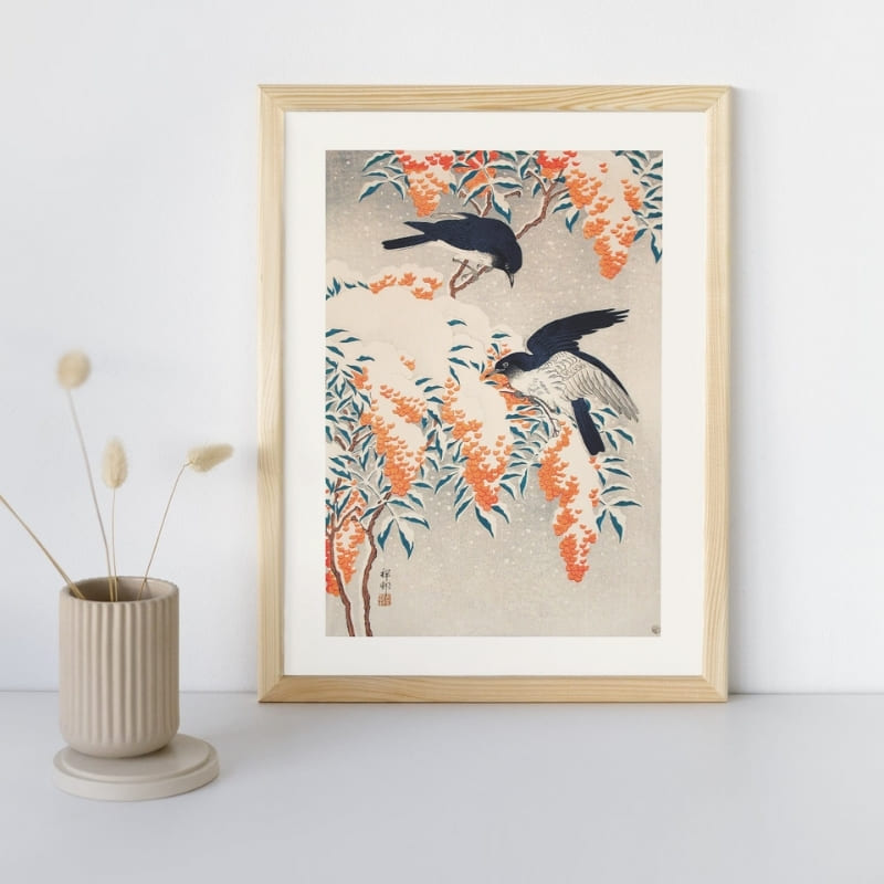 Japanese Poster - Nandina Under the Snow A3