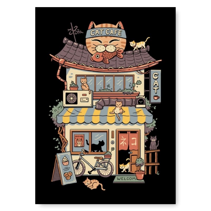 Japanese Poster - Neko Café A3