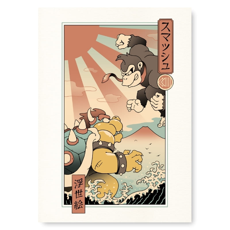 Japanese Poster - Ukiyo-e Kaiju Smash A3
