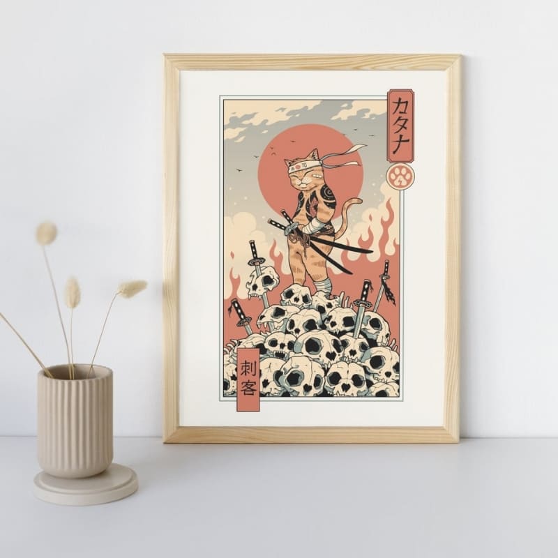 Japanese Poster - Ukiyo-e Neko Assassin A3