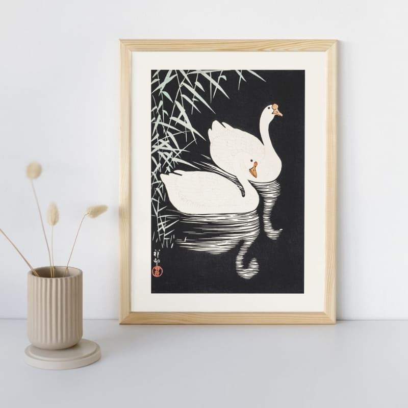 Japanese Poster - White Geese from China A3
