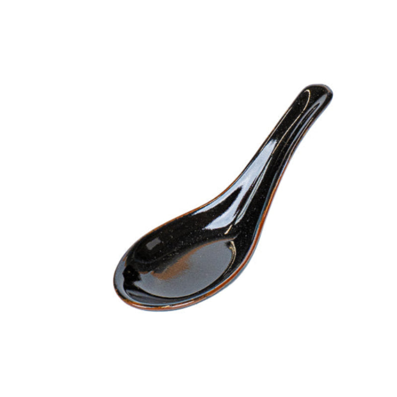 Japanese Ramen Spoon with Stand - Black