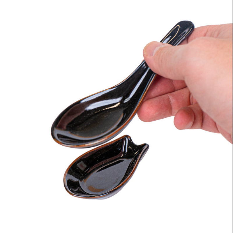 Japanese Ramen Spoon with Stand - Black