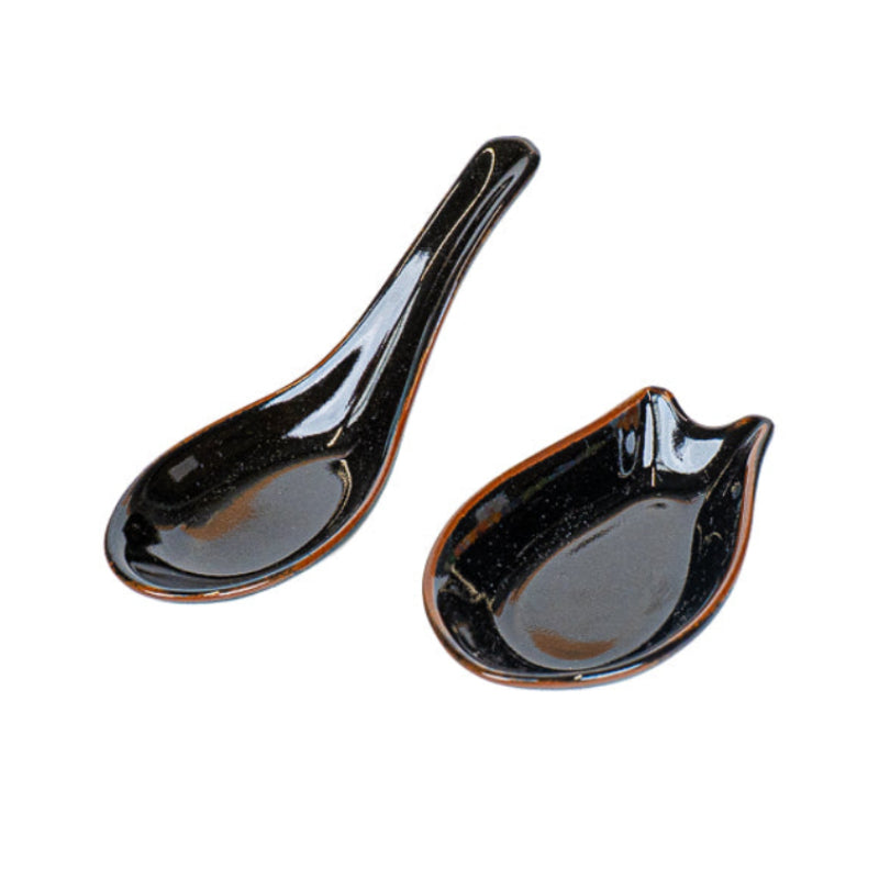 Japanese Ramen Spoon with Stand - Black