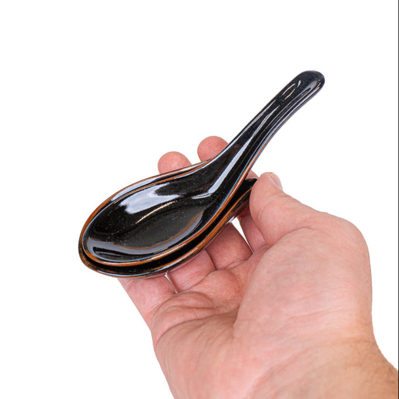 Japanese Ramen Spoon with Stand - Black