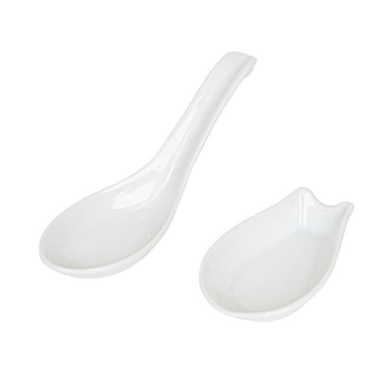 Japanese Ramen Spoon with Stand - White