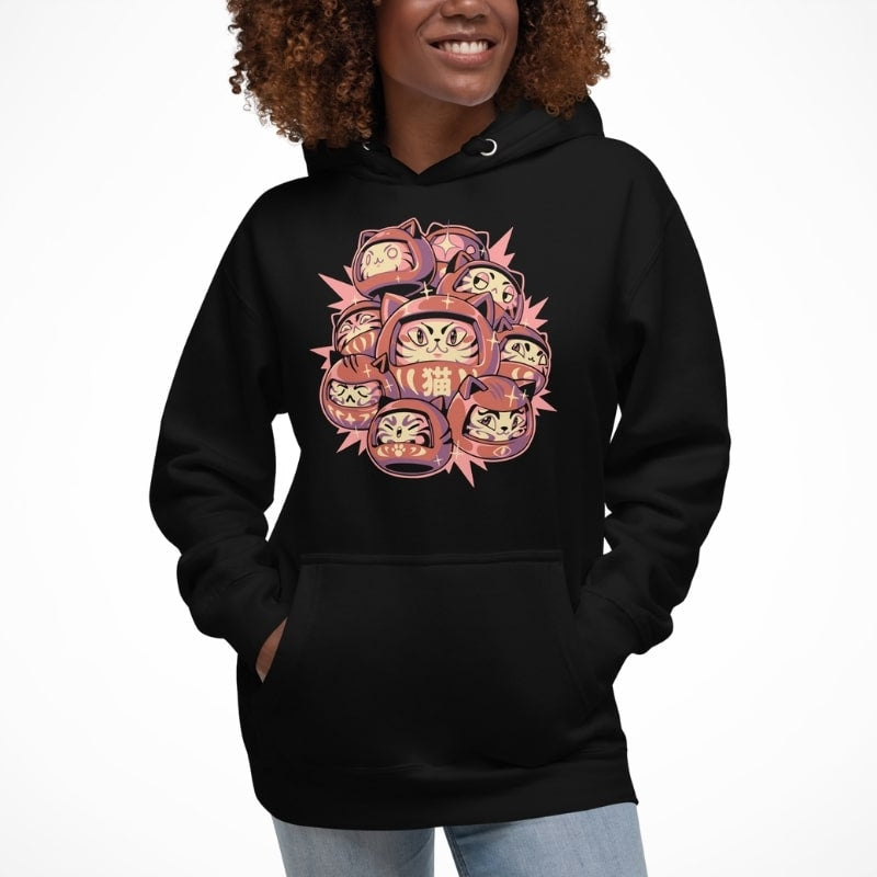 Japanese Style Hoodie - Daruma Cat