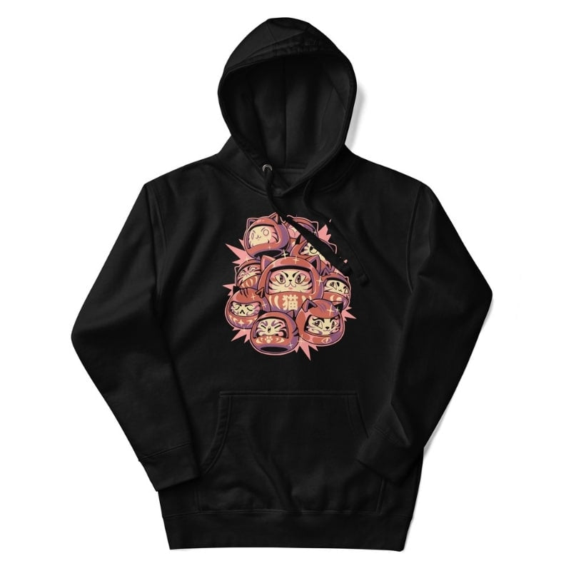 Japanese Style Hoodie - Daruma Cat S
