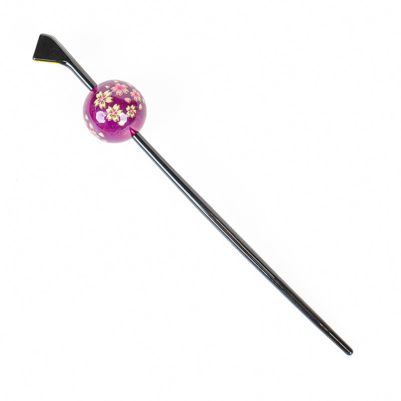 Japanese Tama Kanzashi Hairpin – Purple Ukidama Ball