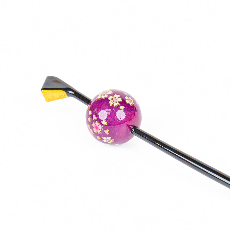 Japanese Tama Kanzashi Hairpin – Purple Ukidama Ball