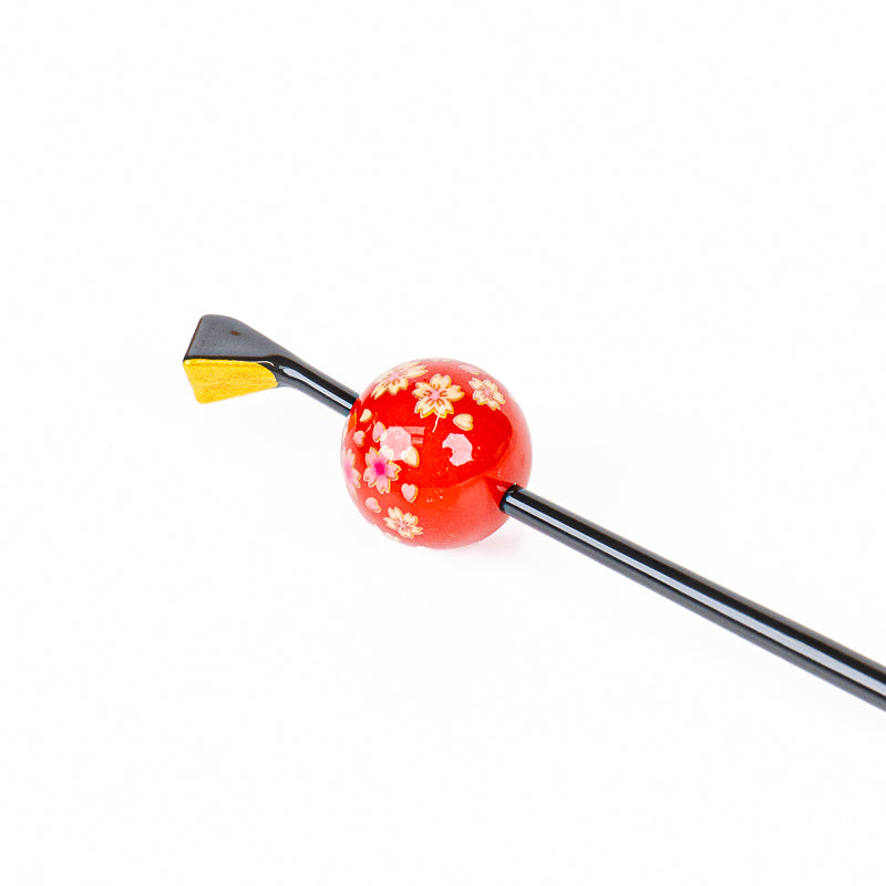 Japanese Tama Kanzashi Hairpin – Red Ukidama Ball