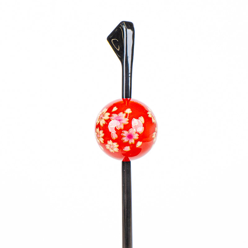 Japanese Tama Kanzashi Hairpin – Red Ukidama Ball