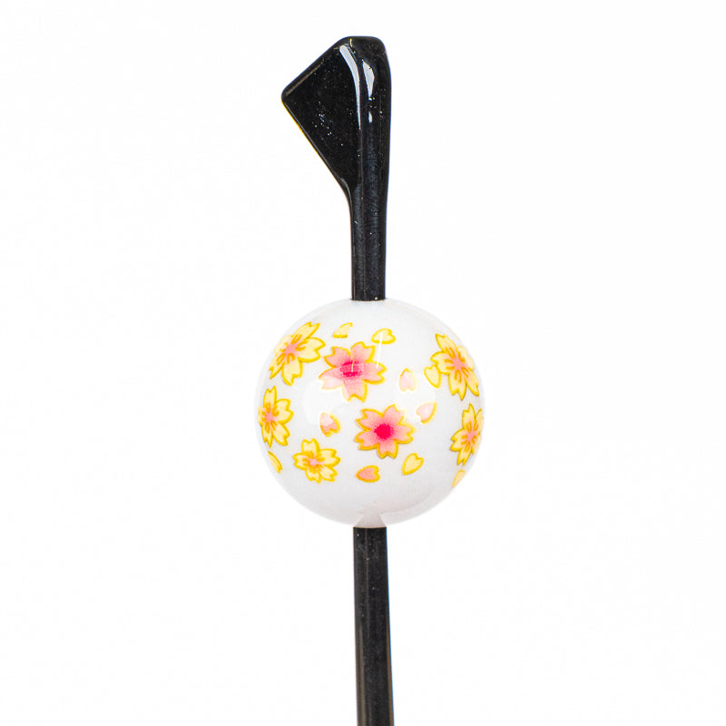 Japanese Tama Kanzashi Hairpin – White Ukidama Ball