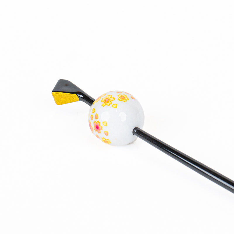 Japanese Tama Kanzashi Hairpin – White Ukidama Ball