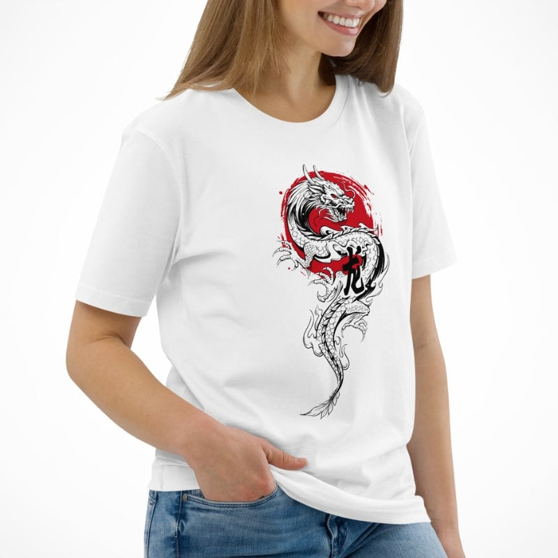 Japanese Tee Shirt - Dragon & Sun