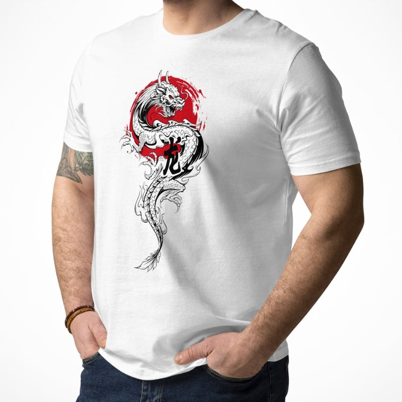Japanese Tee Shirt - Dragon & Sun