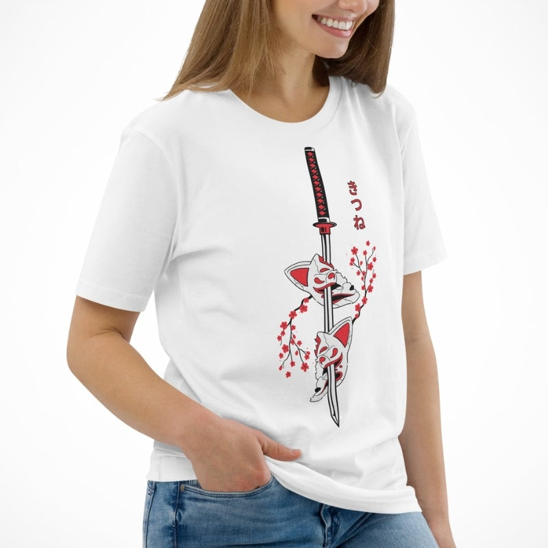 Japanese Tee Shirt - Kitsune Sakura | Japan Avenue