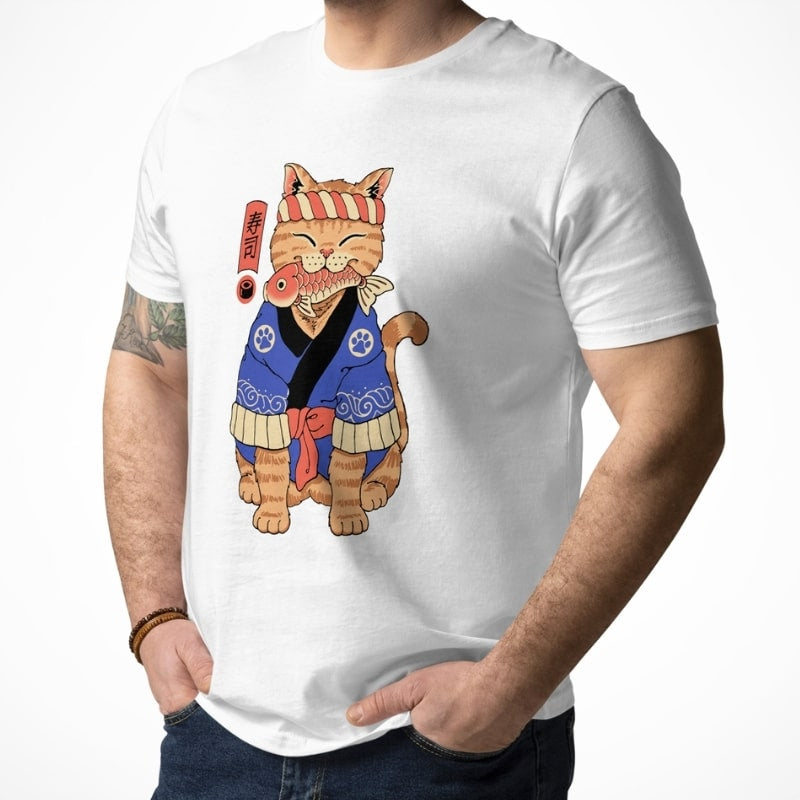 Japanese Tee Shirt - Neko Sushi Master
