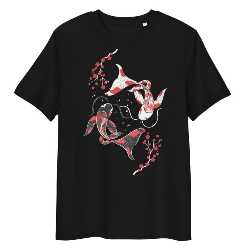 Japanese Tee Shirt - Sakura Koi S / Black